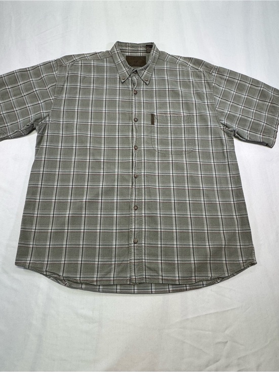 North river Other - Plaid Short-Sleeve Button-Down Shirt in Olive and Gray